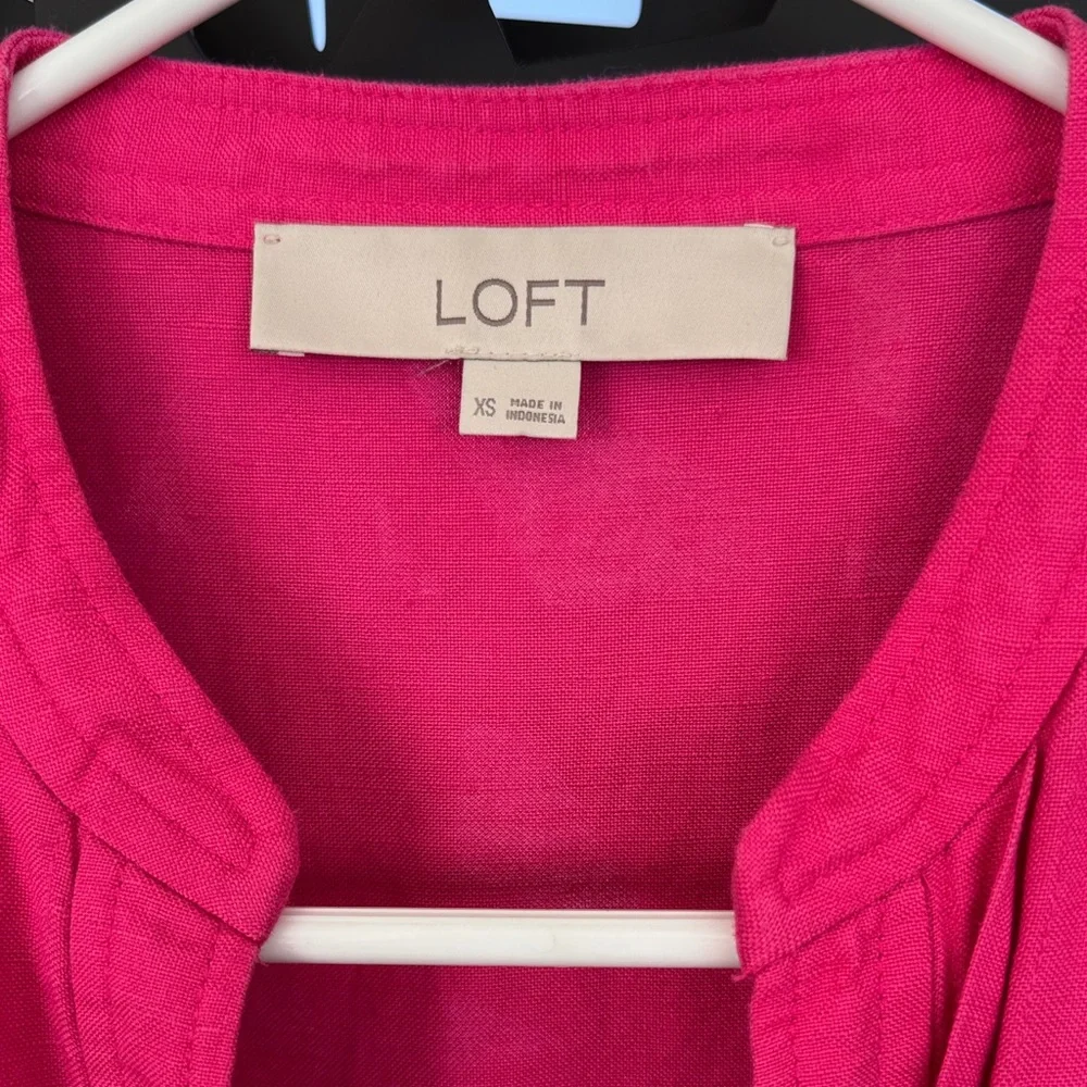 LOFT Fuchsia Dress with Button Detail